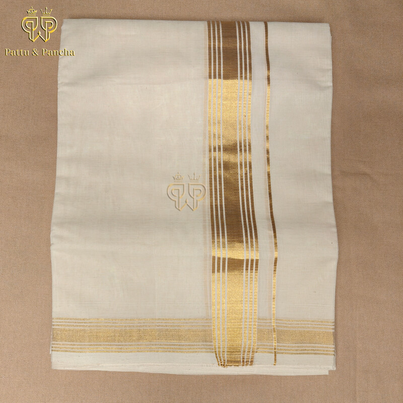 Kasavu Dhoti Gold & Lines 1 in