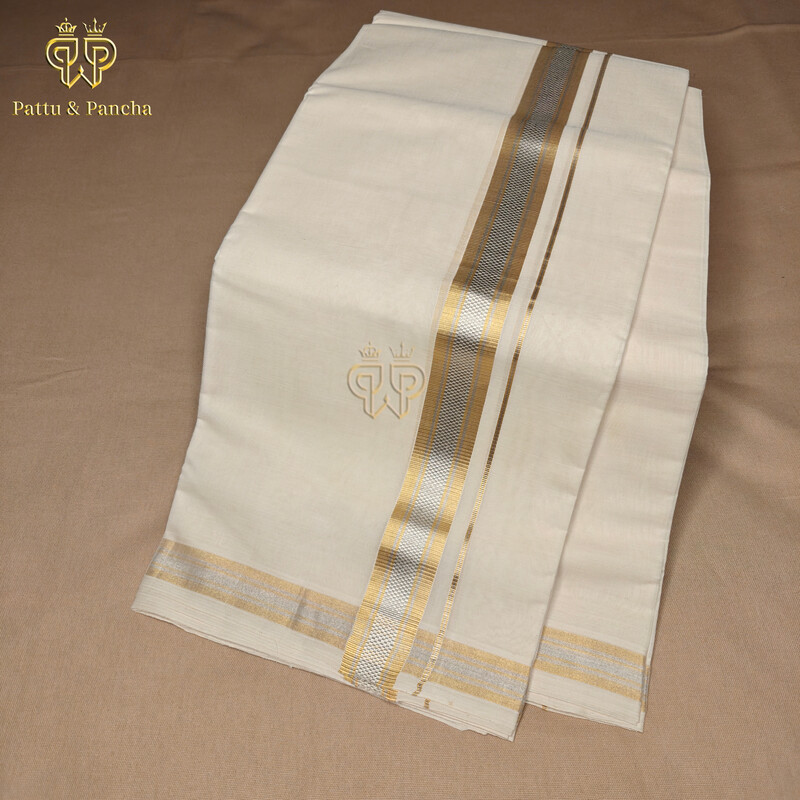 Kasavu Dhoti Gold & Silver 1 in