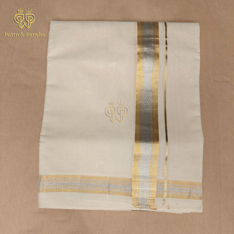 Kasavu Dhoti Gold & Silver 1 in