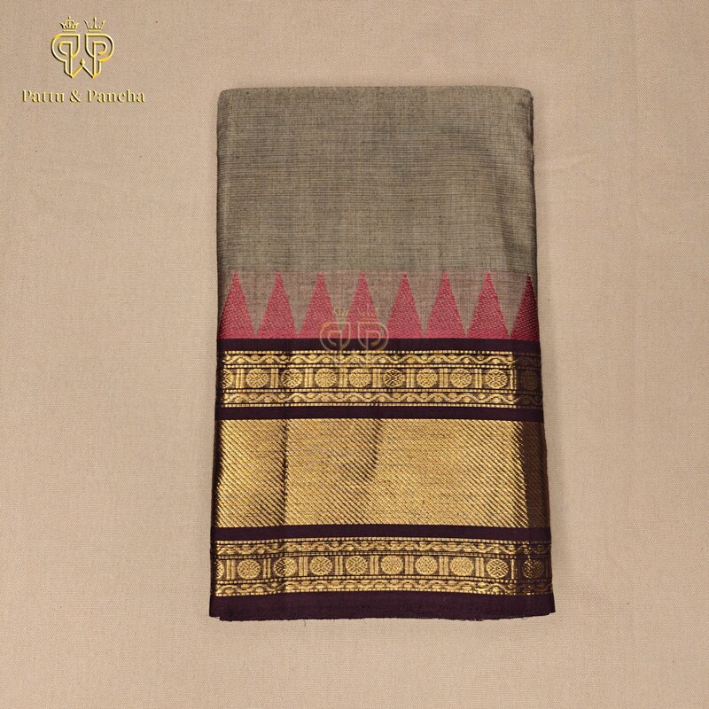 Kanchi cotton Grey Coffee Brown