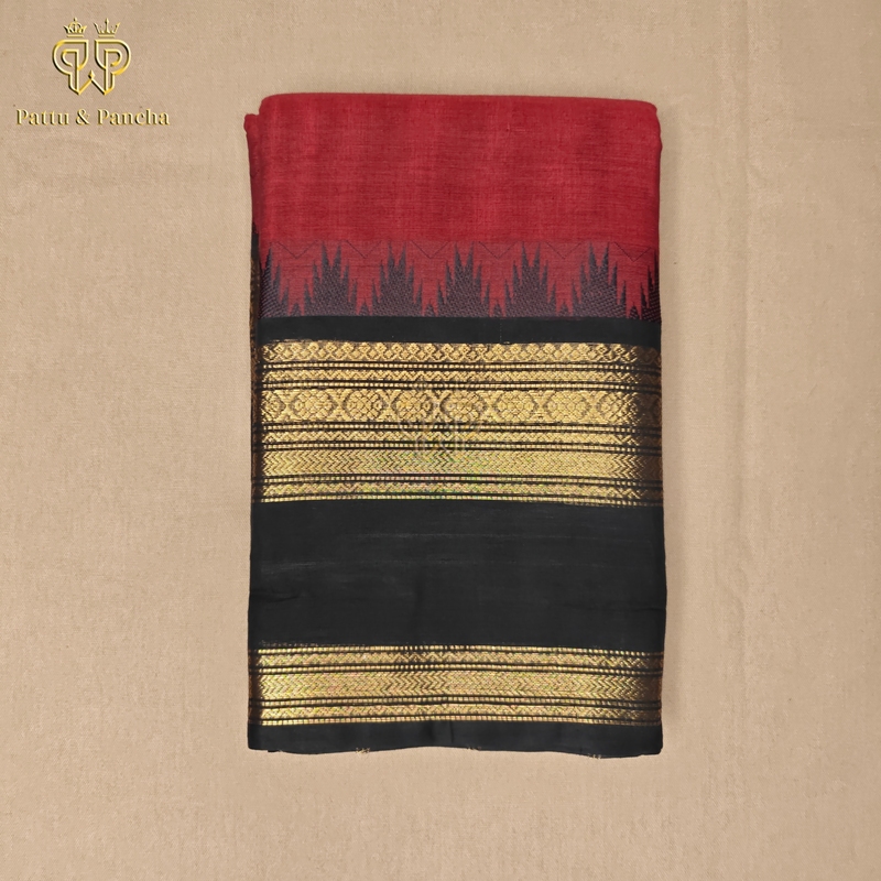Kanchi cotton Red Black