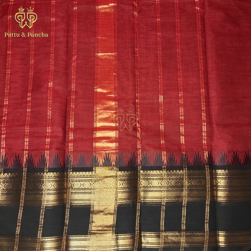 Kanchi cotton Red Black