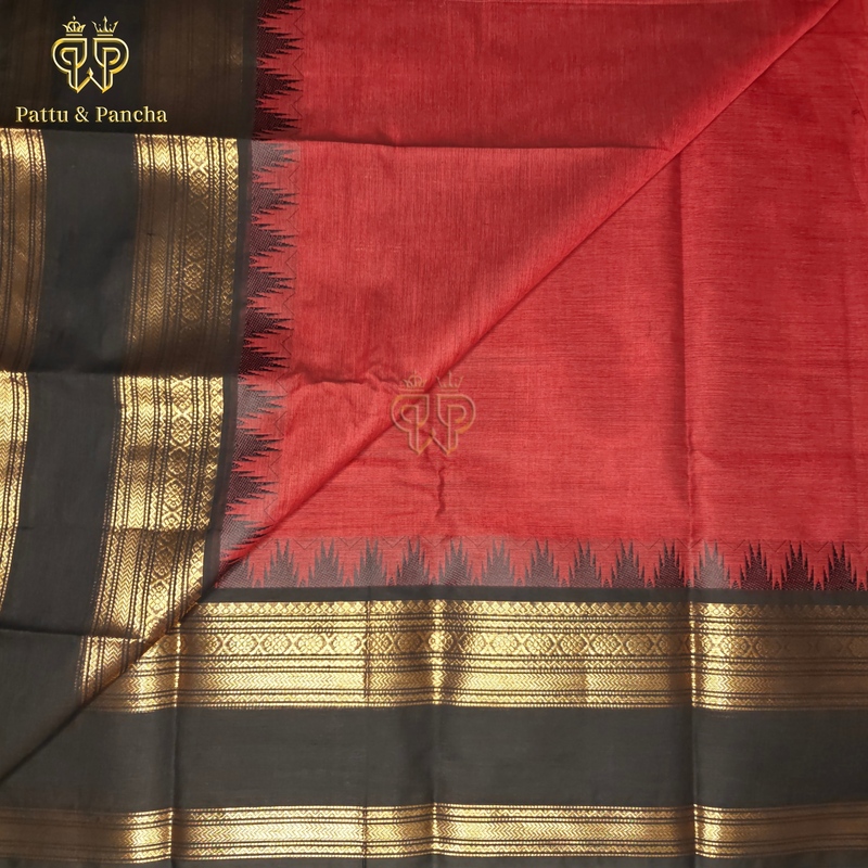 Kanchi cotton Red Black