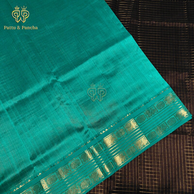 Silk cotton Black - Teal Small checks