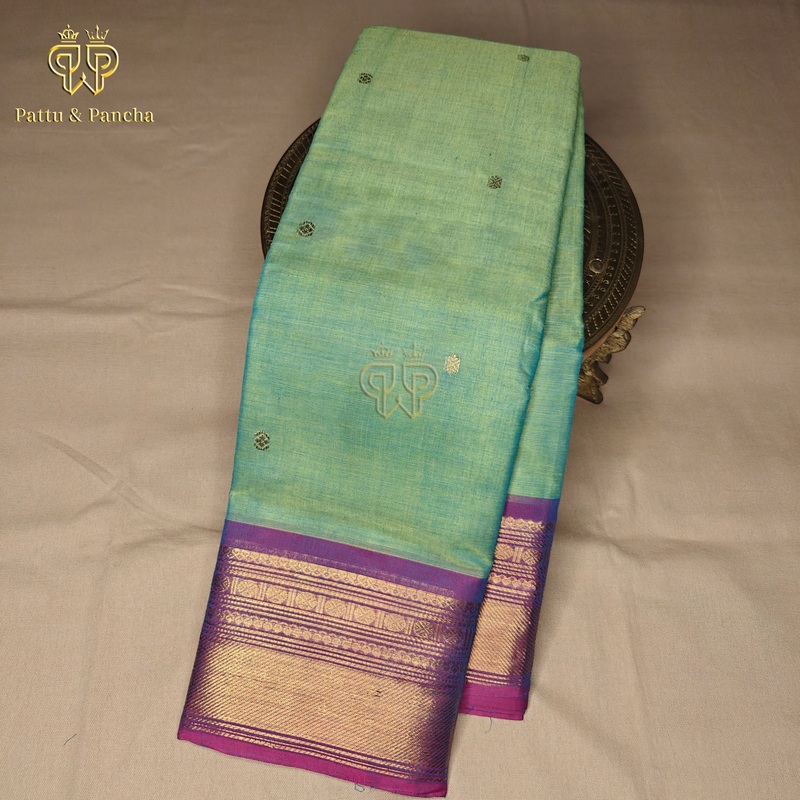 Kanchi cotton butta Green Violet