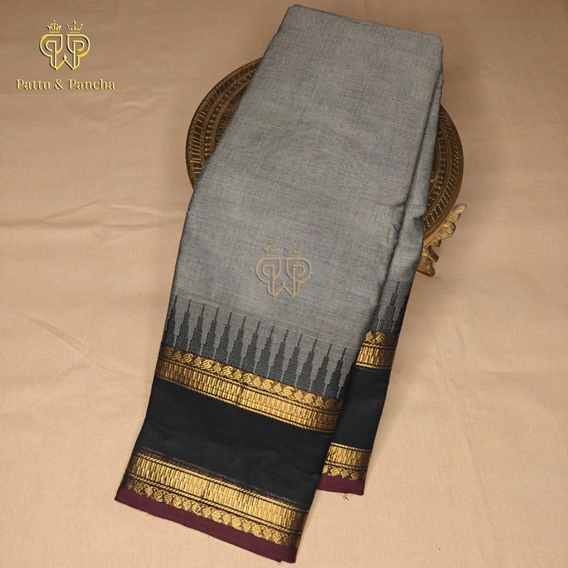 Kanchi cotton Grey Black Temple