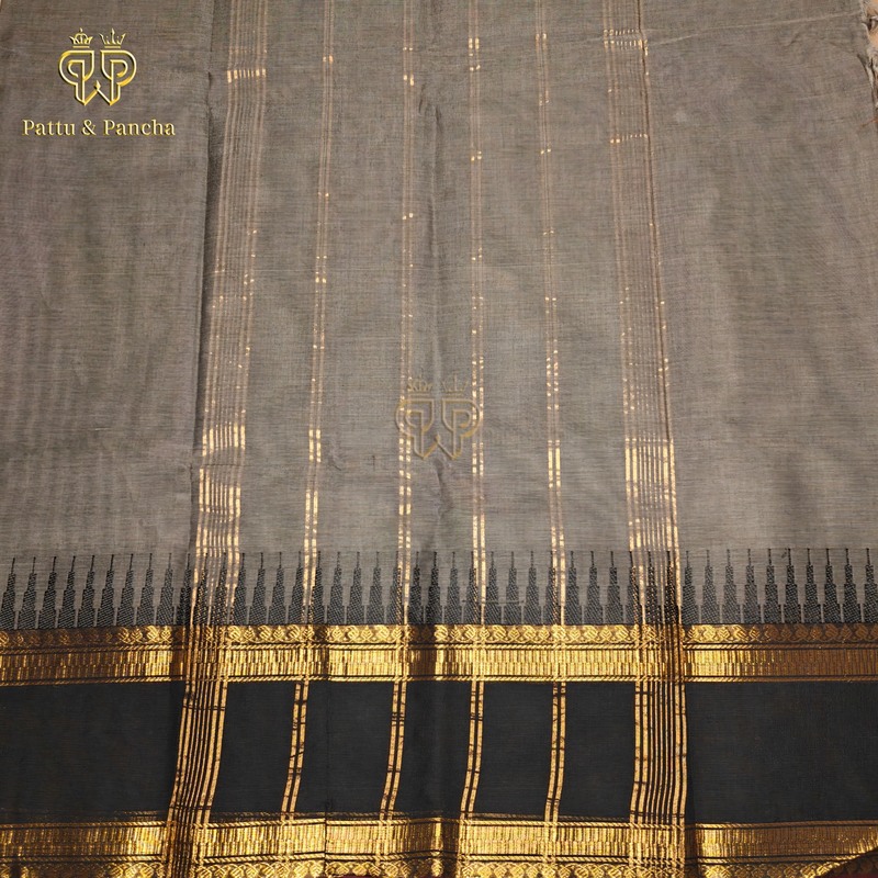 Kanchi cotton Grey Black Temple