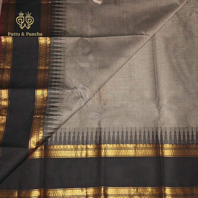 Kanchi cotton Grey Black Temple
