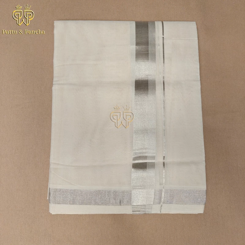 Kasavu Dhoti Silver Zari 1 in