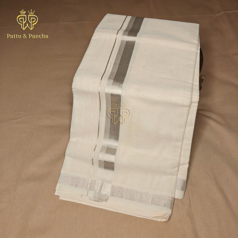 Kasavu Dhoti Silver Zari 1 in
