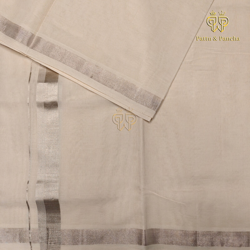 Kasavu Dhoti Silver Zari 1 in