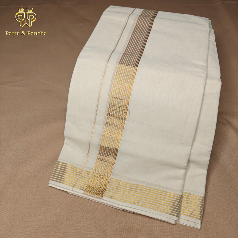 Kasavu Dhoti Gold Lines 2 in