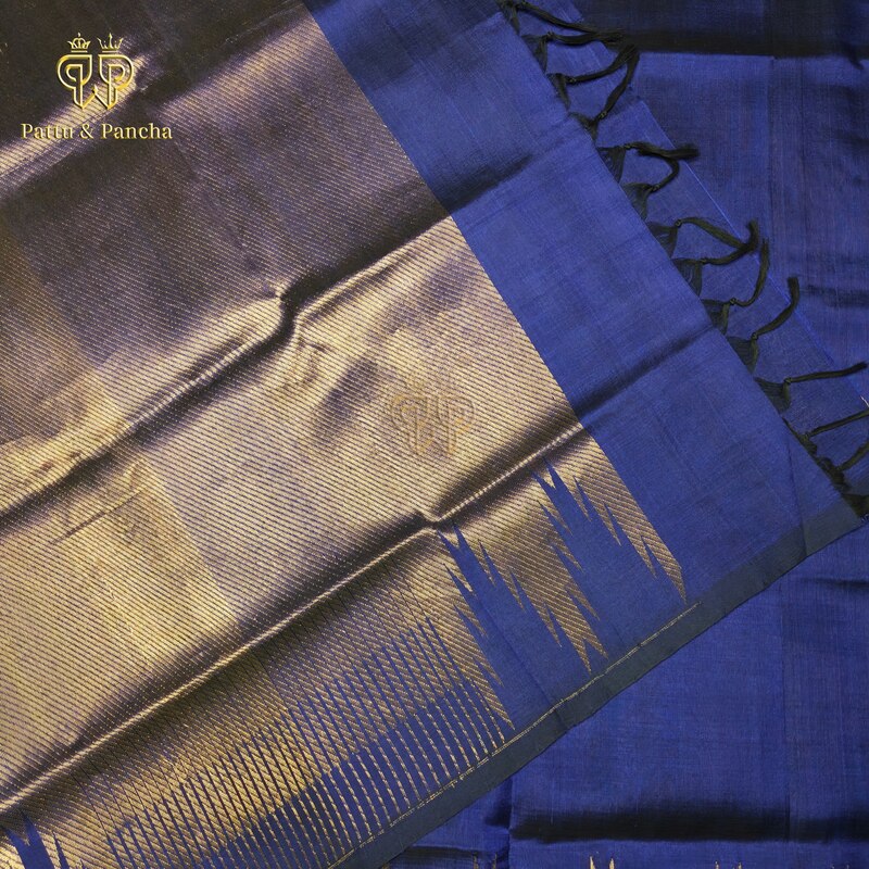 Silk cotton Blue Temple border