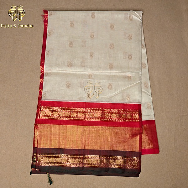 Silk cotton Ivory - Red