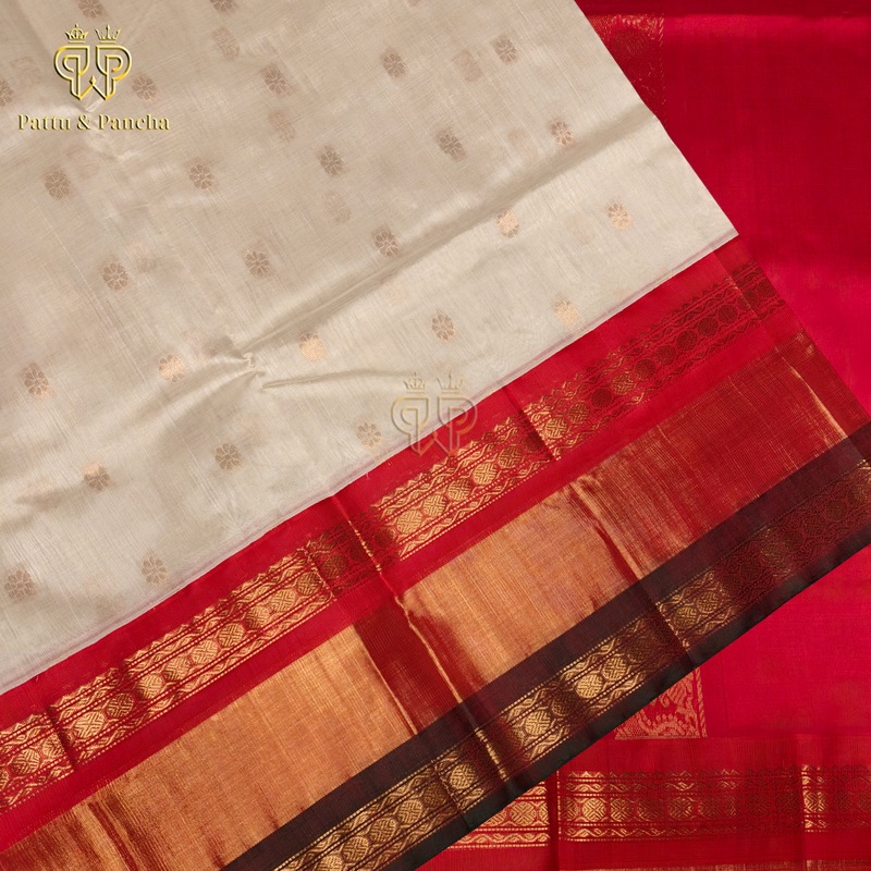 Silk cotton Ivory - Red