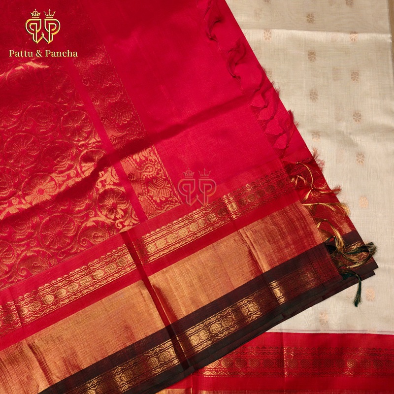 Silk cotton Ivory - Red