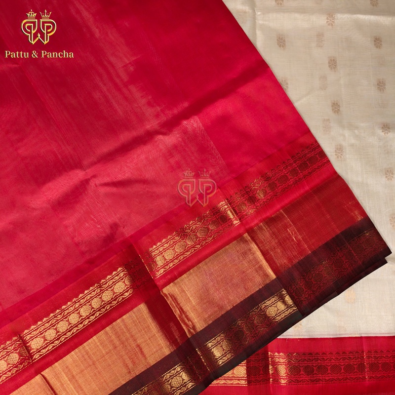 Silk cotton Ivory - Red