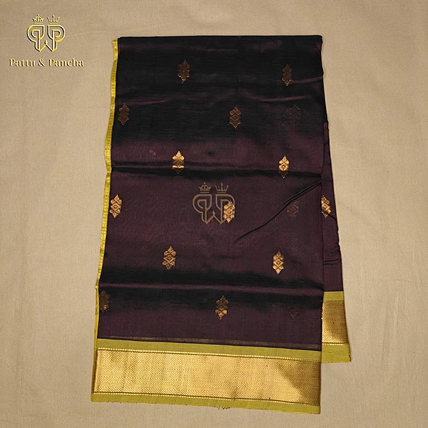 Silk cotton Coffee brown - Mustard butta