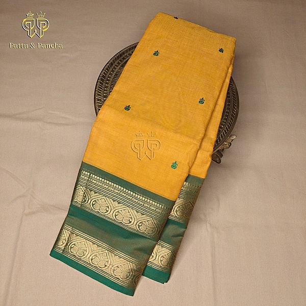 Kanchi cotton butta Yellow Green