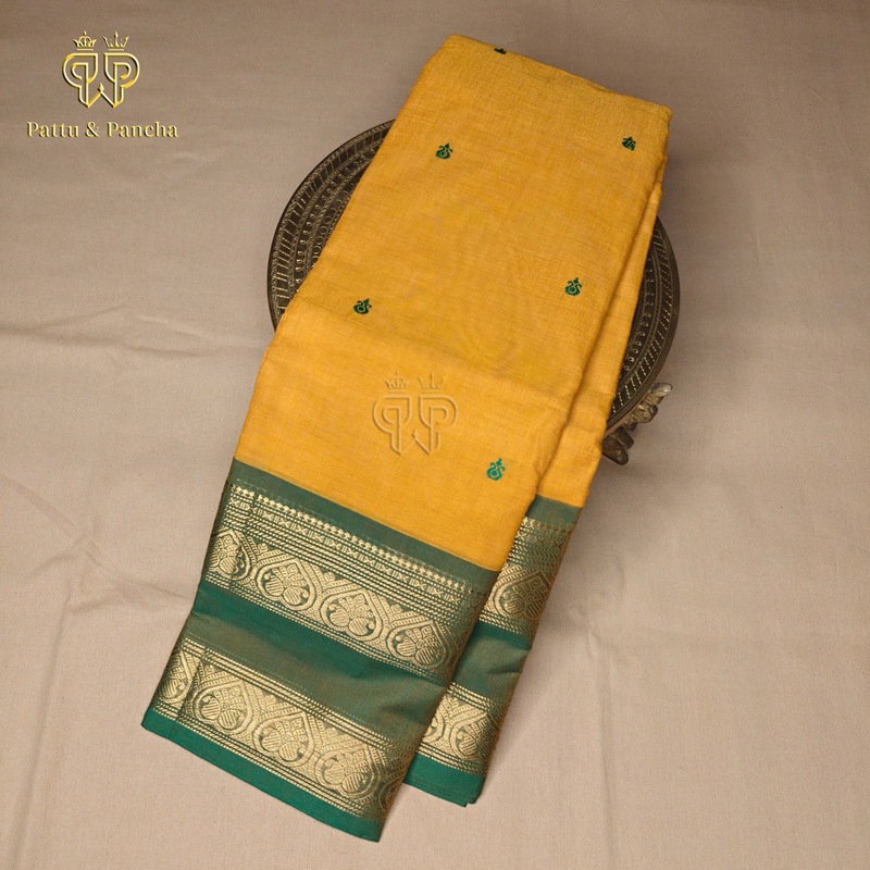 Kanchi cotton butta Yellow Green