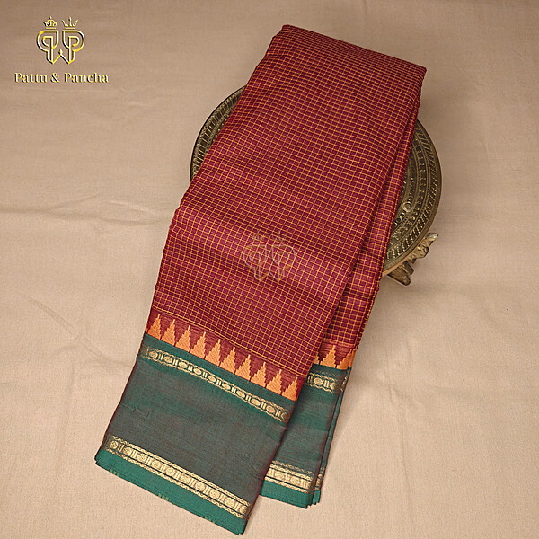 Kanchi cotton checks Marron Green