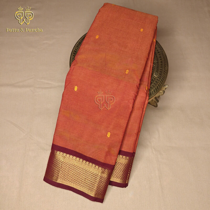 Kanchi cotton butta Yellow Brown