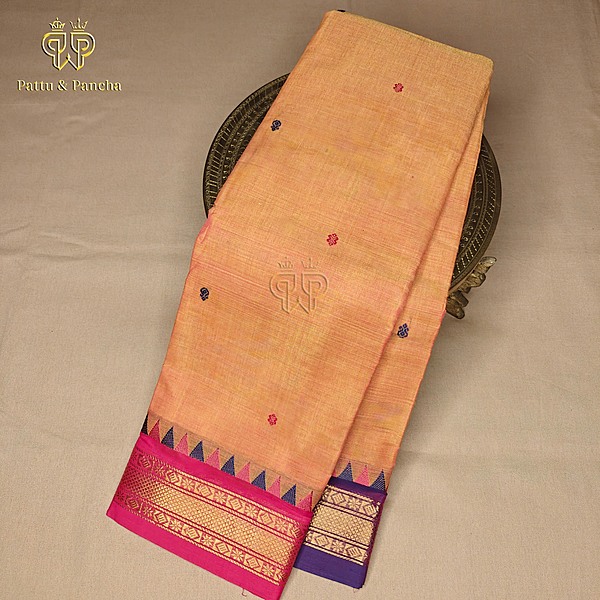 Kanchi cotton butta Orange Pink Violet