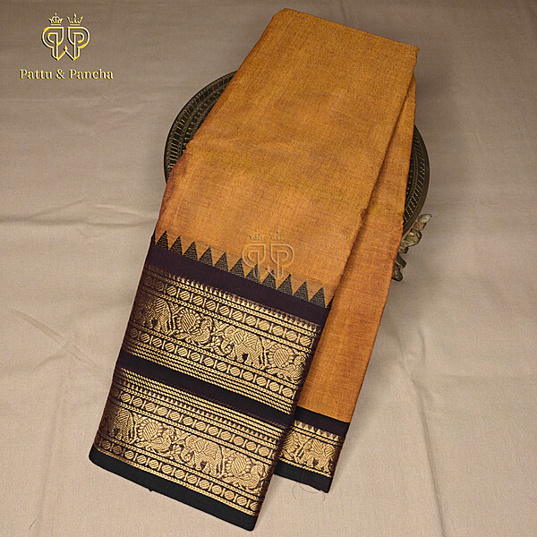 Kanchi cotton Mustard Black