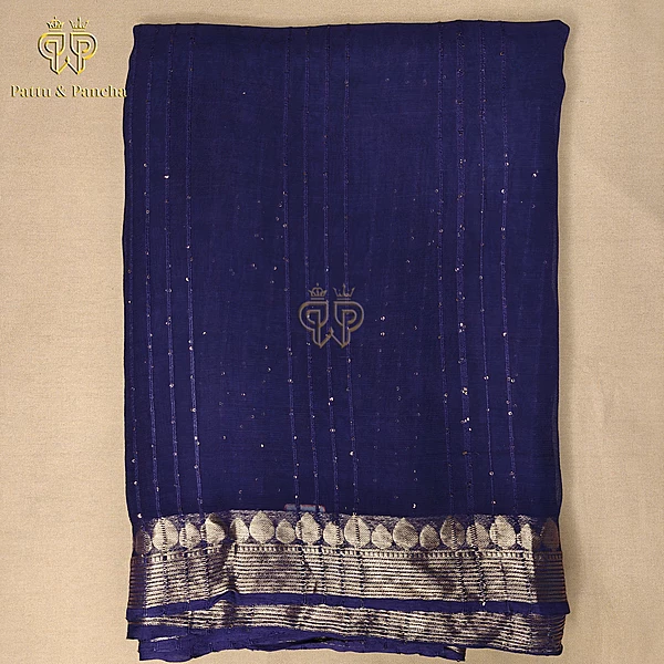 Viscose Georgette Sequence Navy Blue 1