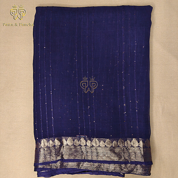 Viscose Georgette Sequence Navy Blue 1