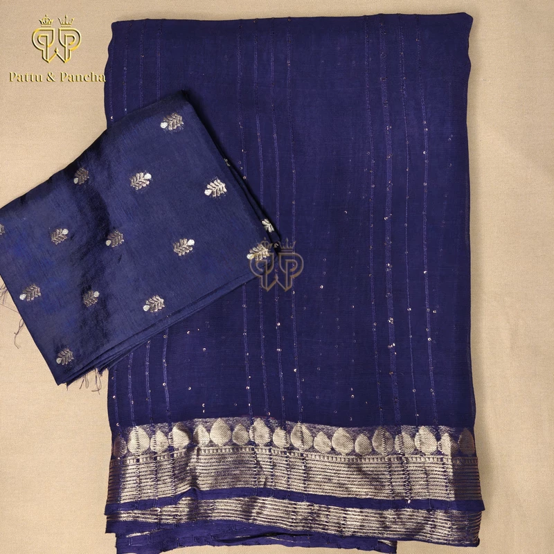 Viscose Georgette Sequence Navy Blue 1