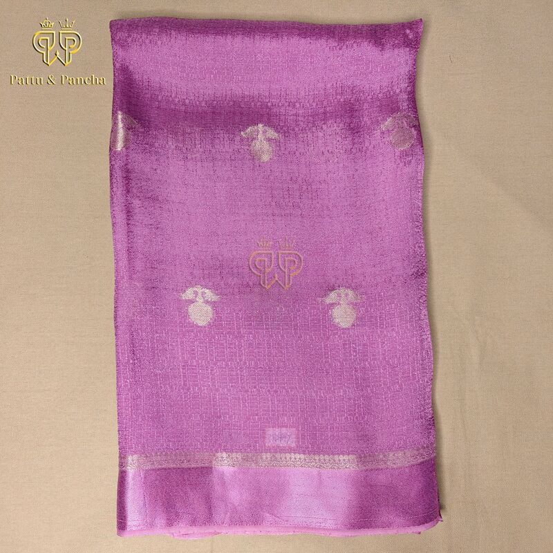 Viscode Khadi Silk Satin Border Lavender 1