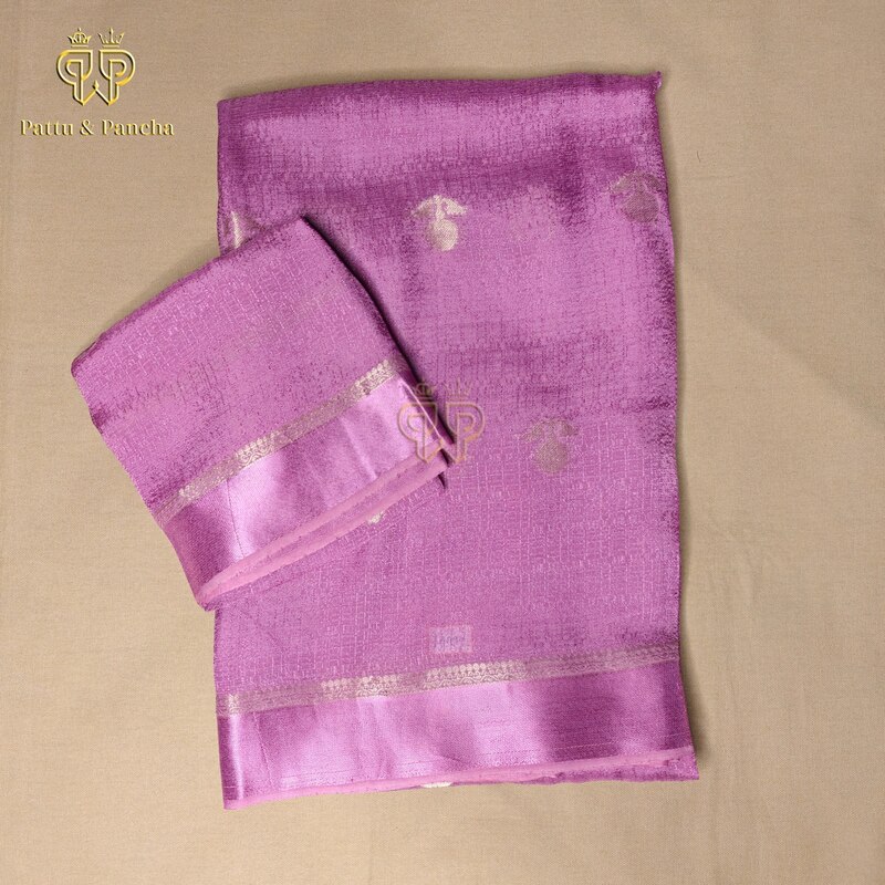 Viscode Khadi Silk Satin Border Lavender 1