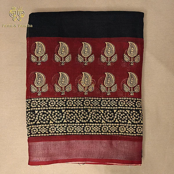 Linen Cotton Black Red 1