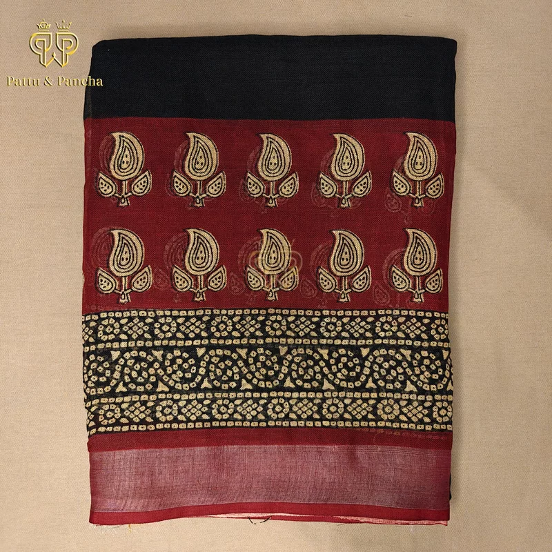 Linen Cotton Black Red 1