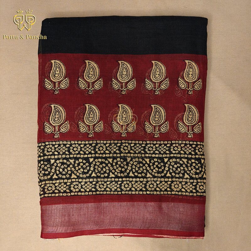 Linen Cotton Black Red 1