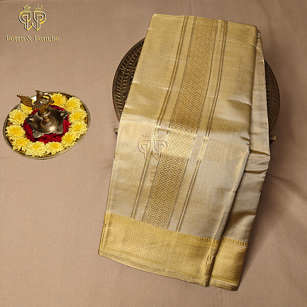 Art Silk Dhoti Cream Tissue 