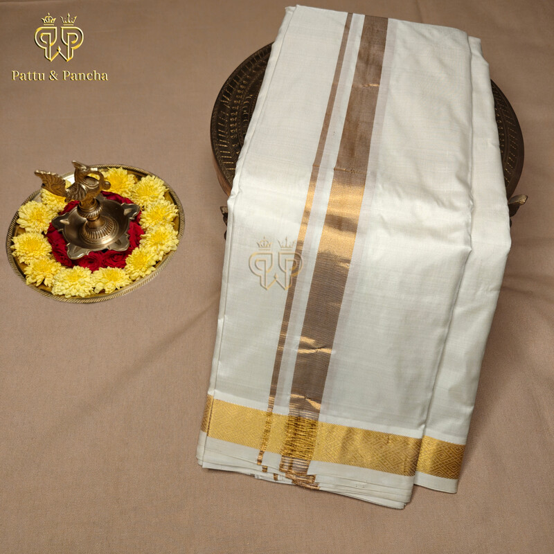 Pure Silk Dhoti Gold Zari