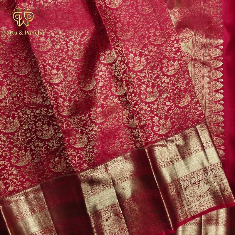 Pure Silk Red Bridal Saree with Gold Zari Brocade Weaving and Rich Zari Border