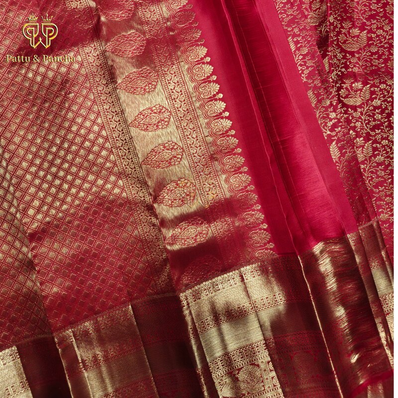 Pure Silk Red Bridal Saree with Gold Zari Brocade Weaving and Rich Zari Border