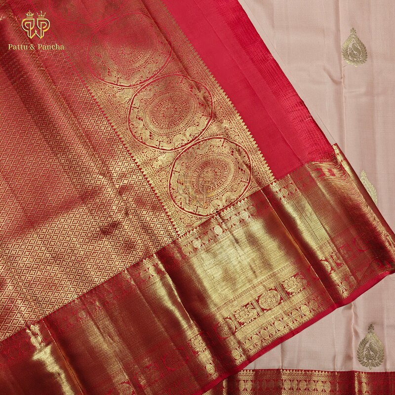 Pure Silk Onion Pink Saree with Contrast Red Zari Border