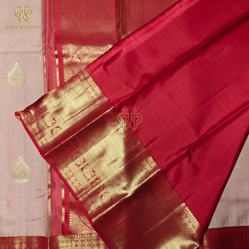 Pure Silk Onion Pink Saree with Contrast Red Zari Border