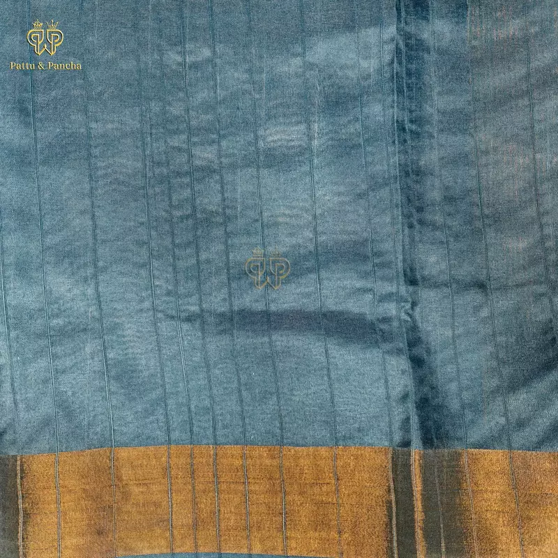 Bhagalpuri Printed Saree in Beige and Blue with Leaf Motifs