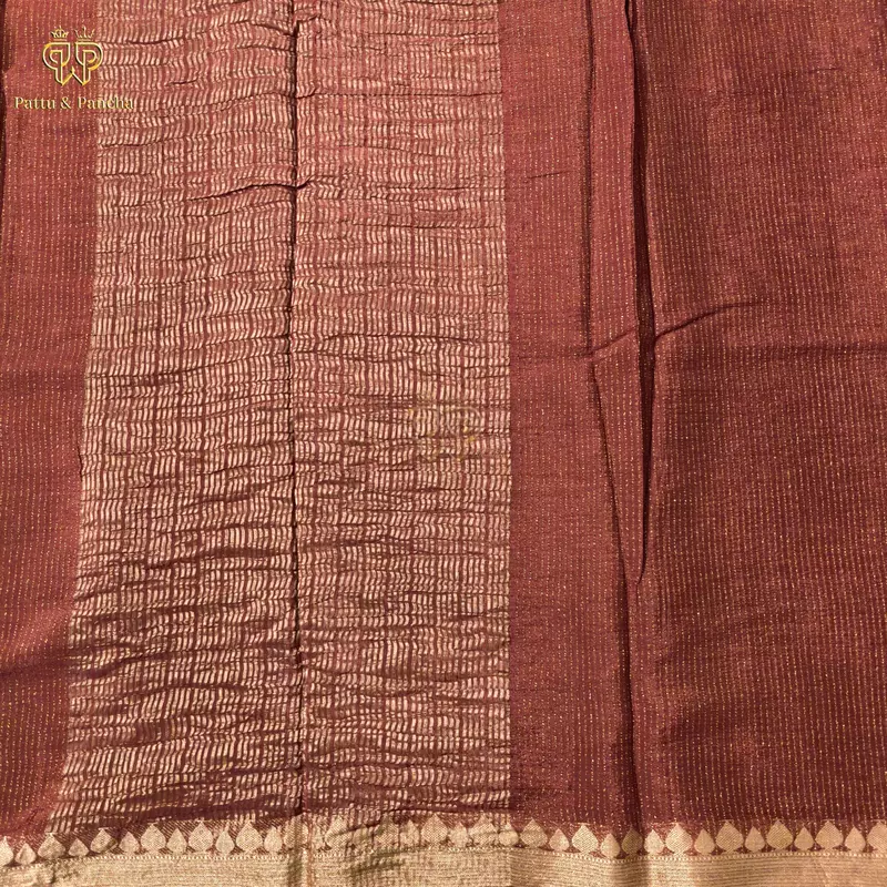 Chinon Viscose Maroon Saree and Zari Border