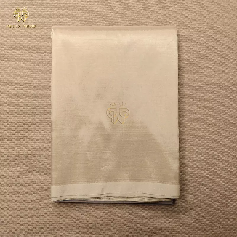 Pure Silk Blend Panchakacham Cream Gold Dhoti with Rich Gold Zari Border