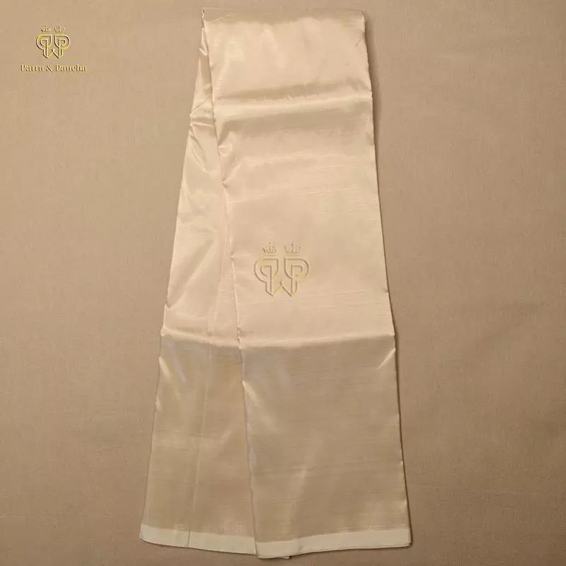 Pure Silk Blend Panchakacham Cream Gold Dhoti with Rich Gold Zari Border