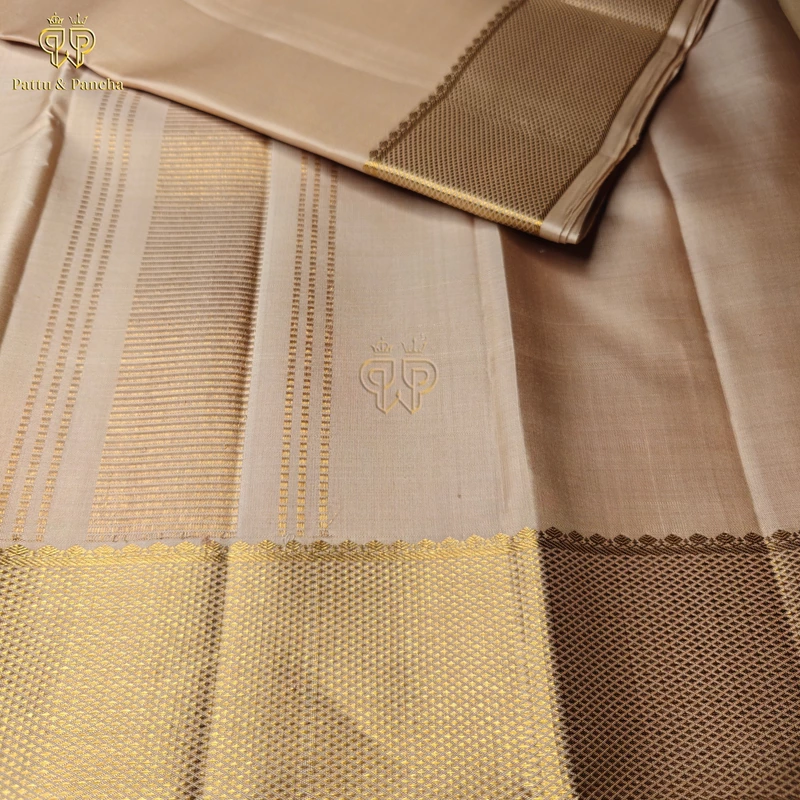 Pure Silk Groom Dhoti Pastel Pink with Gold Zari Border