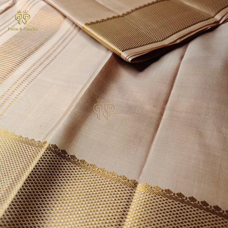 Pure Silk Groom Dhoti Pastel Pink with Gold Zari Border