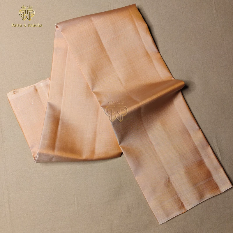 Pure Silk Groom Dhoti Peach with Gold Zari Border