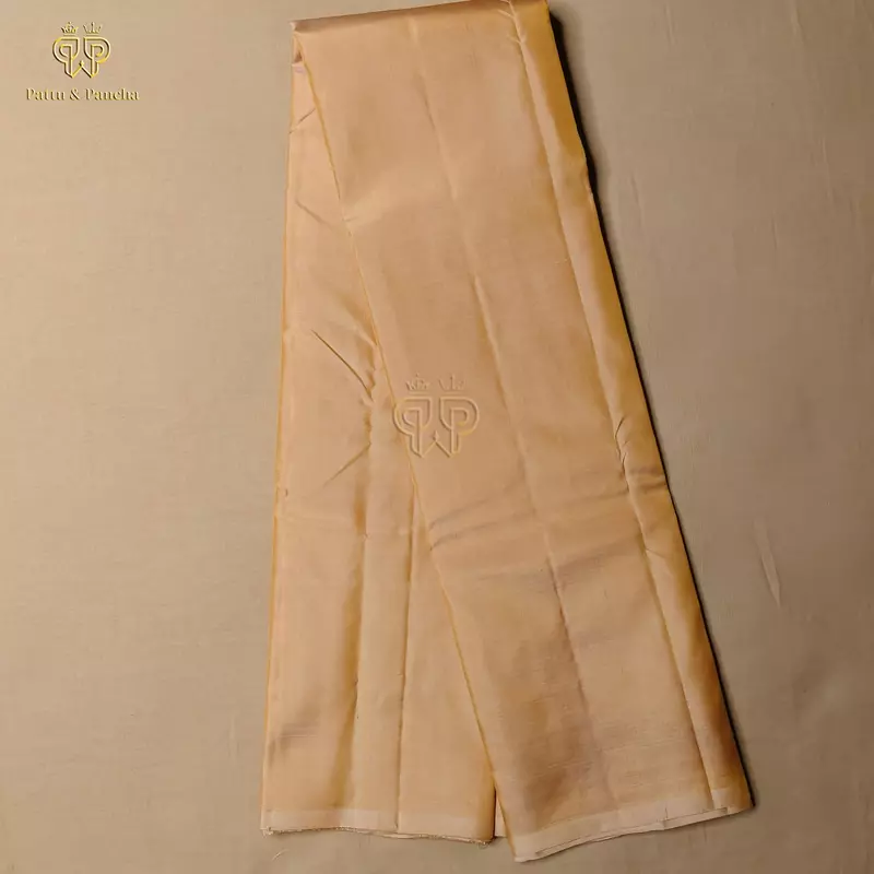 Pure Silk Panchakacham Peach Gold Groom Dhoti with Pallakku Design Border